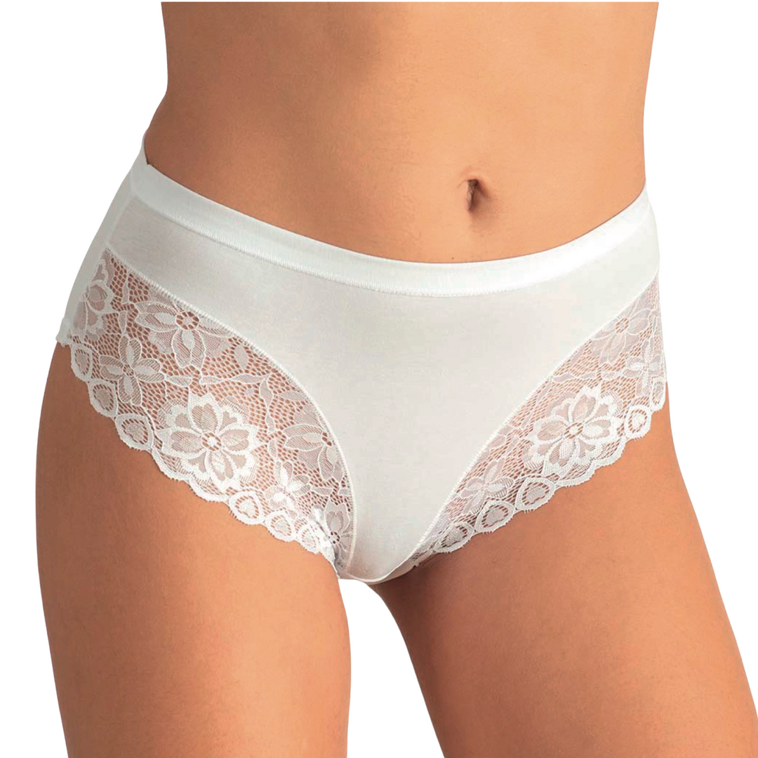 Set 6 Mutande Donna Cotone Slip Pizzo Made in Italy Mutandine morbide Pizzo Elasticizzate morbide e Sexy Vita Media