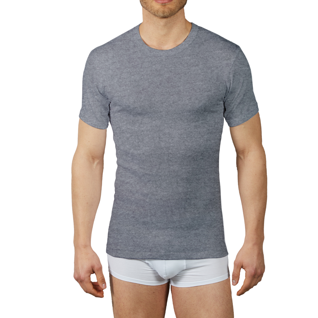 Set 2 Magliette Intime Uomo Cotone Caldo Felpato 100% Made in Italy t Shirt Uomo Invernale Magliette Uomo Manica Corta Girocollo