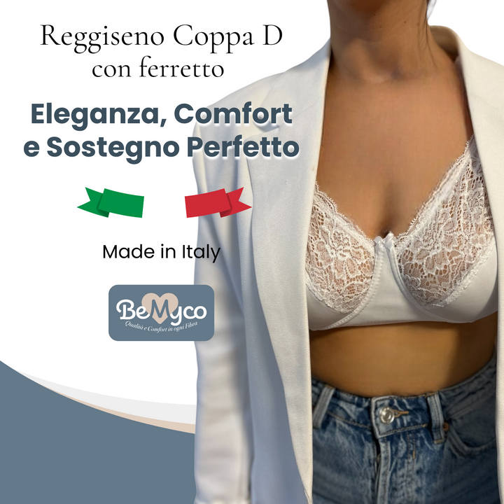 Reggiseno con Ferretto Donna Coppa D in Pizzo Preformato Cotone Microfibra