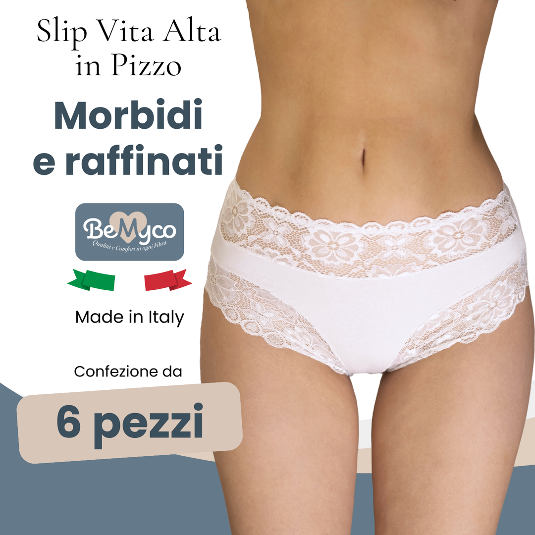 6 Slip Donna Vita Alta Mutande Cotone Culotte in Pizzo Elasticizzate Culotta da