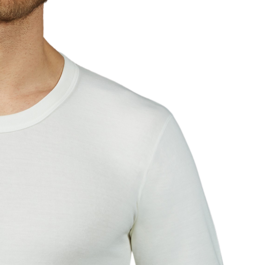 Set 2 Maglie Intime da Uomo in Misto Lana all'Esterno e 100% Cotone sulla Pelle Manica Lunga