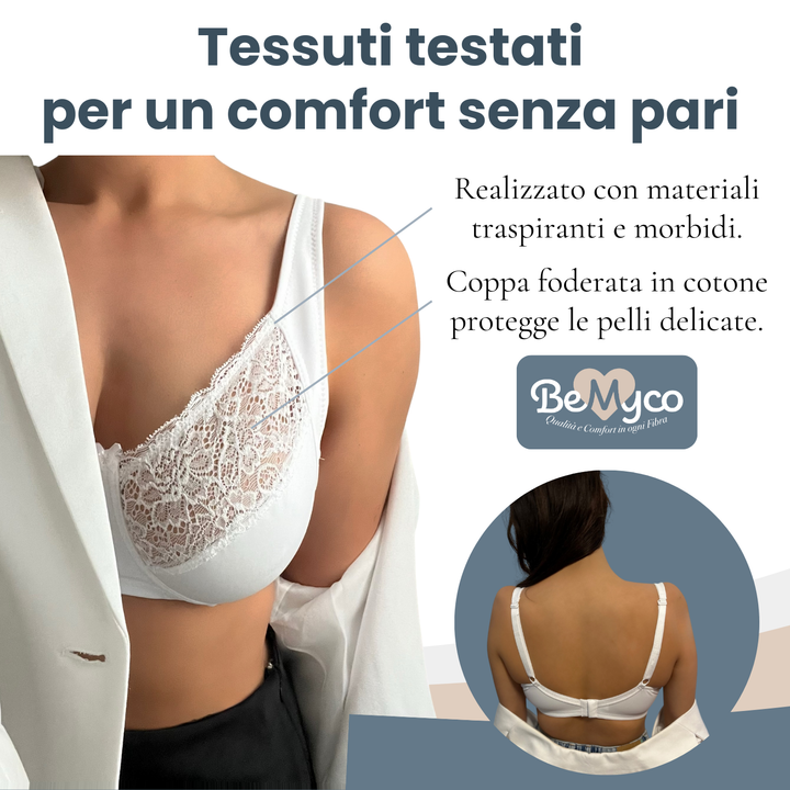 Reggiseno con Ferretto Donna Coppa D in Pizzo Preformato Cotone Microfibra