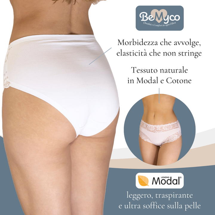 6 Slip Donna Vita Alta Mutande Cotone Culotte in Pizzo Elasticizzate Culotta da