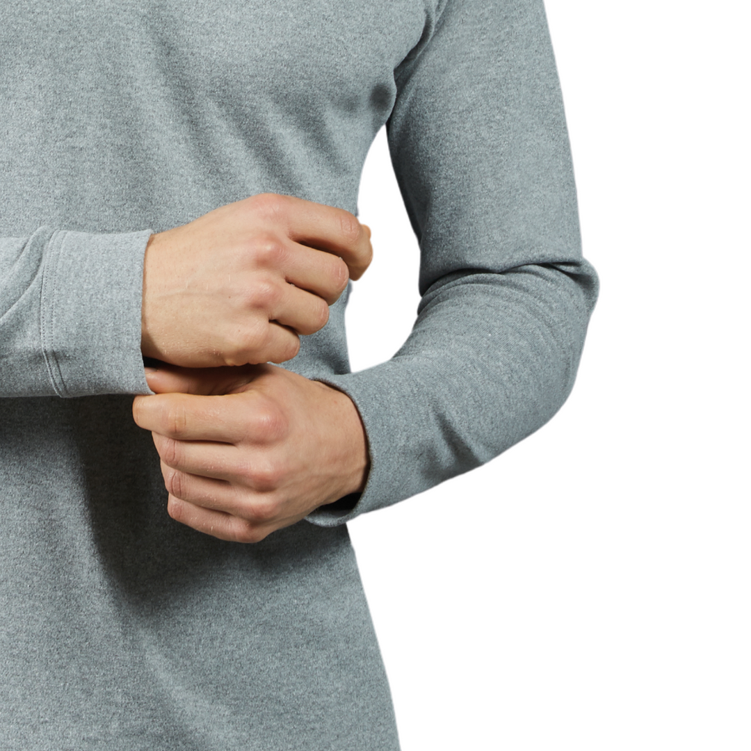 Maglia intima da uomo maniche lunghe in caldo cotone felpato girocollo termica