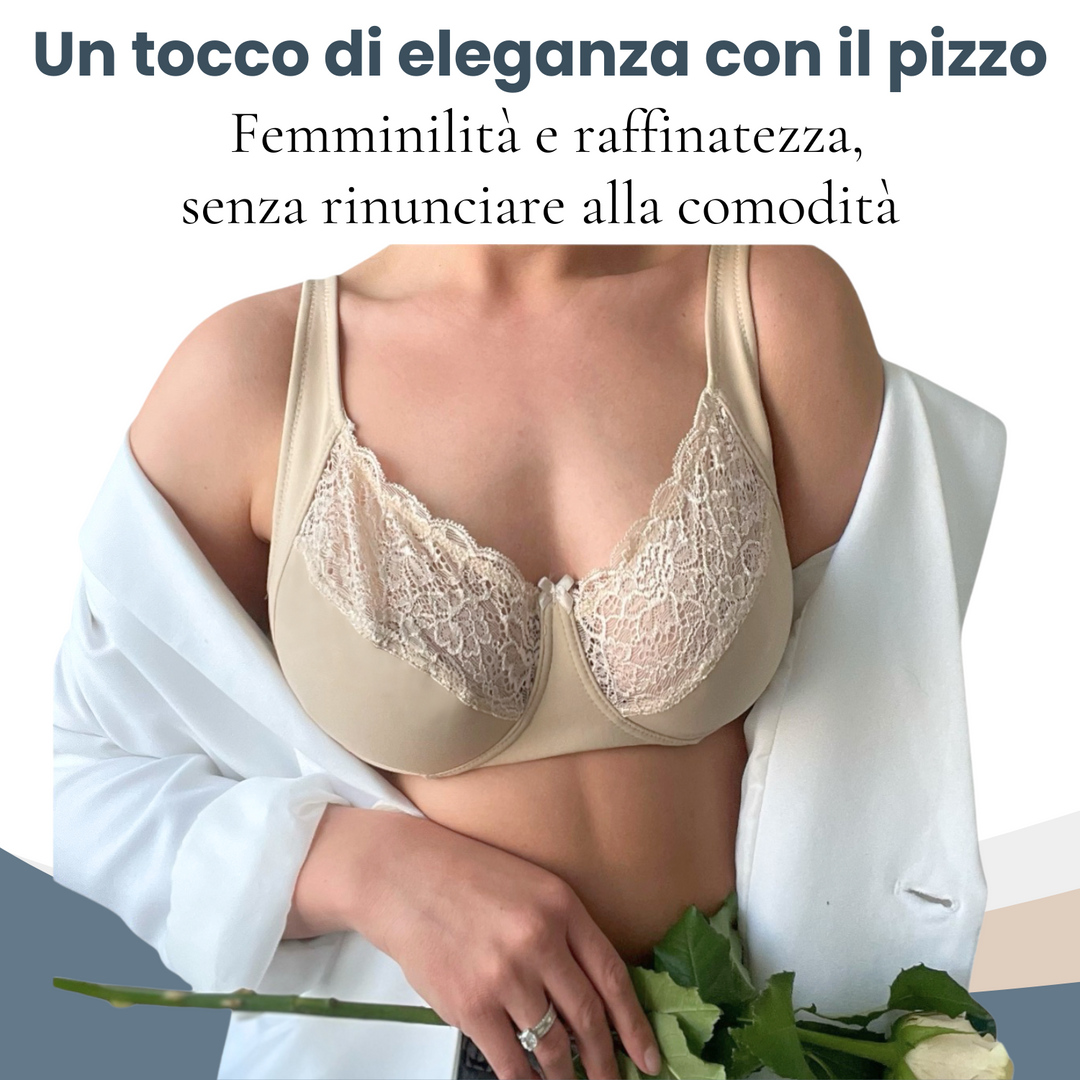 Reggiseno con Ferretto Donna Coppa D in Pizzo Preformato Cotone Microfibra