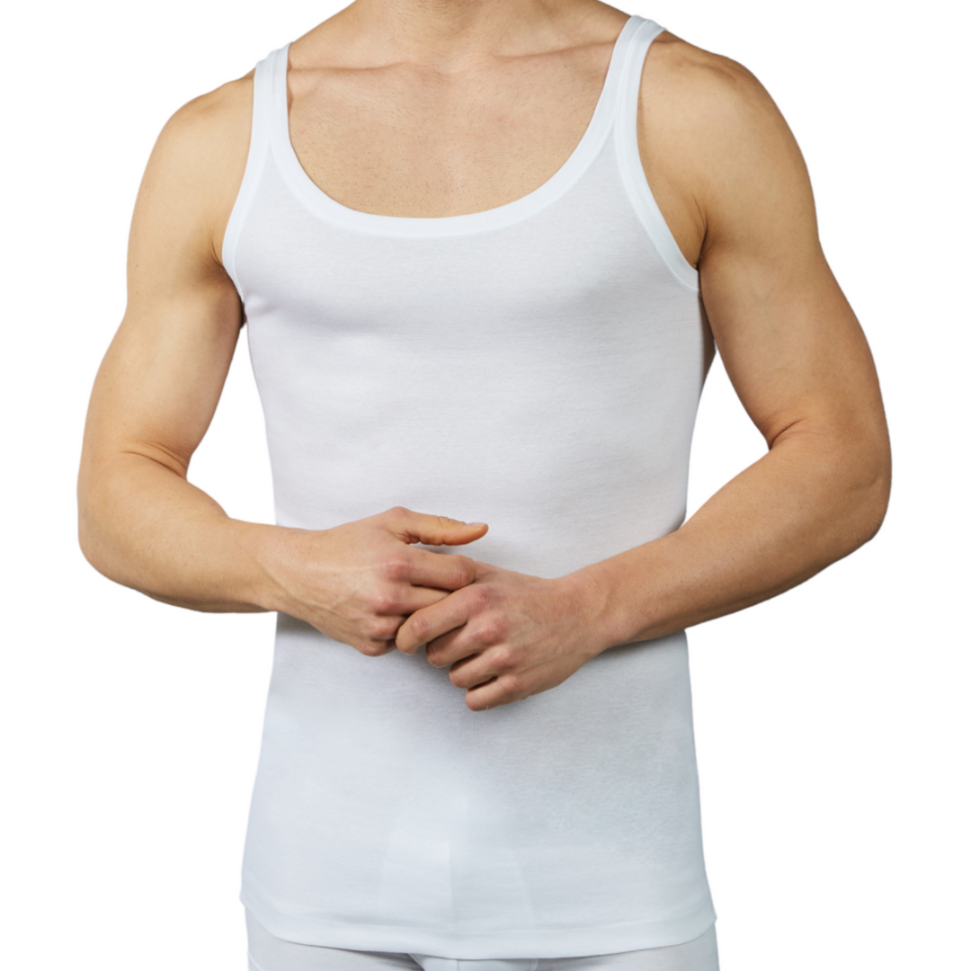 Set 3 Canottiera Intima Uomo Spalla Stretta Cotone Mercerizzato 100% Canottiere Vogatore Intimo Canotta Spallina Canottiera Bianca