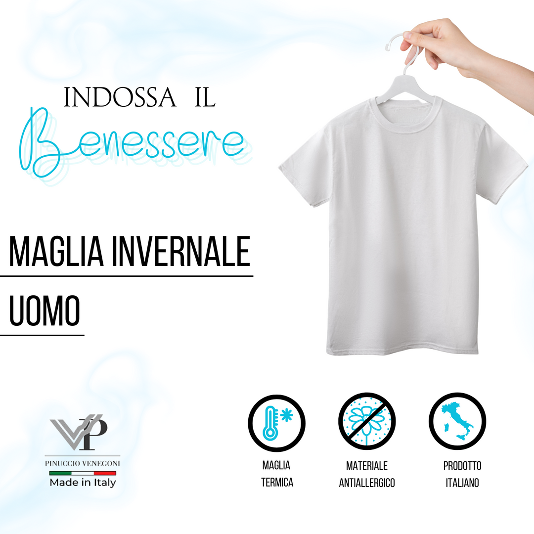 Set 3 Magliette Lana e Cotone da Uomo Girocollo Manica Corta