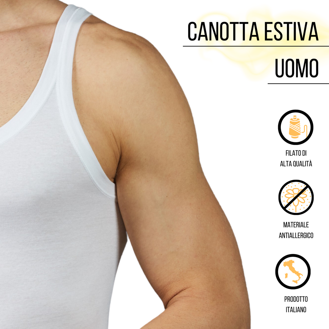 Set 3 Canottiera Intima Uomo Spalla Stretta Cotone Mercerizzato 100% Canottiere Vogatore Intimo Canotta Spallina Canottiera Bianca