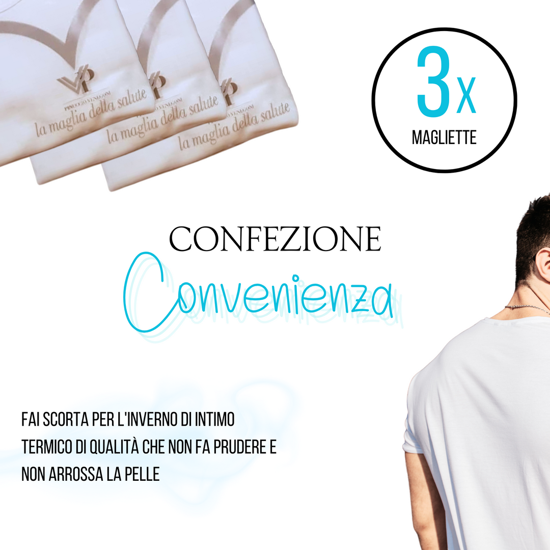 Set 3 Magliette Lana e Cotone da Uomo Girocollo Manica Corta