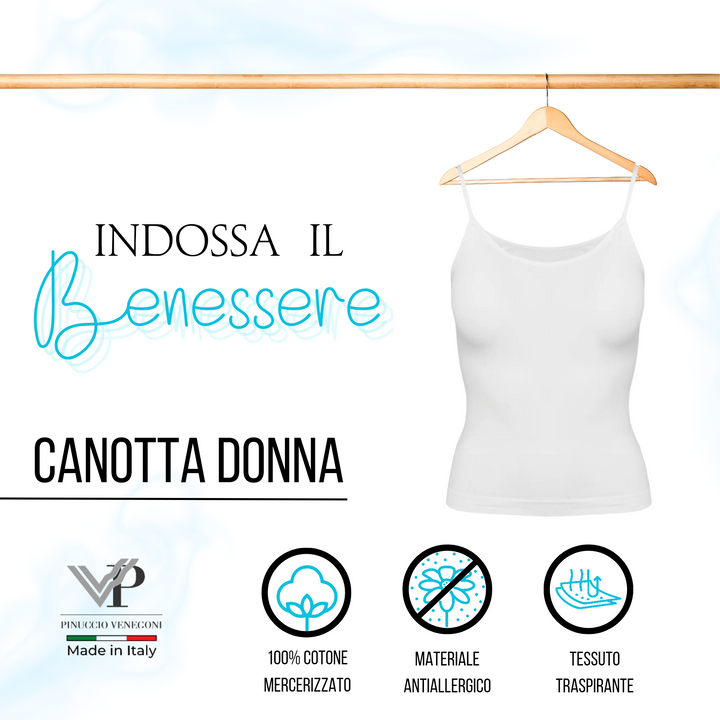 Set 2 Canottiera Intima Donna Spalla Stretta in 100% Cotone Mercerizzato Canottiere Intime estive Canotte Top Intimo