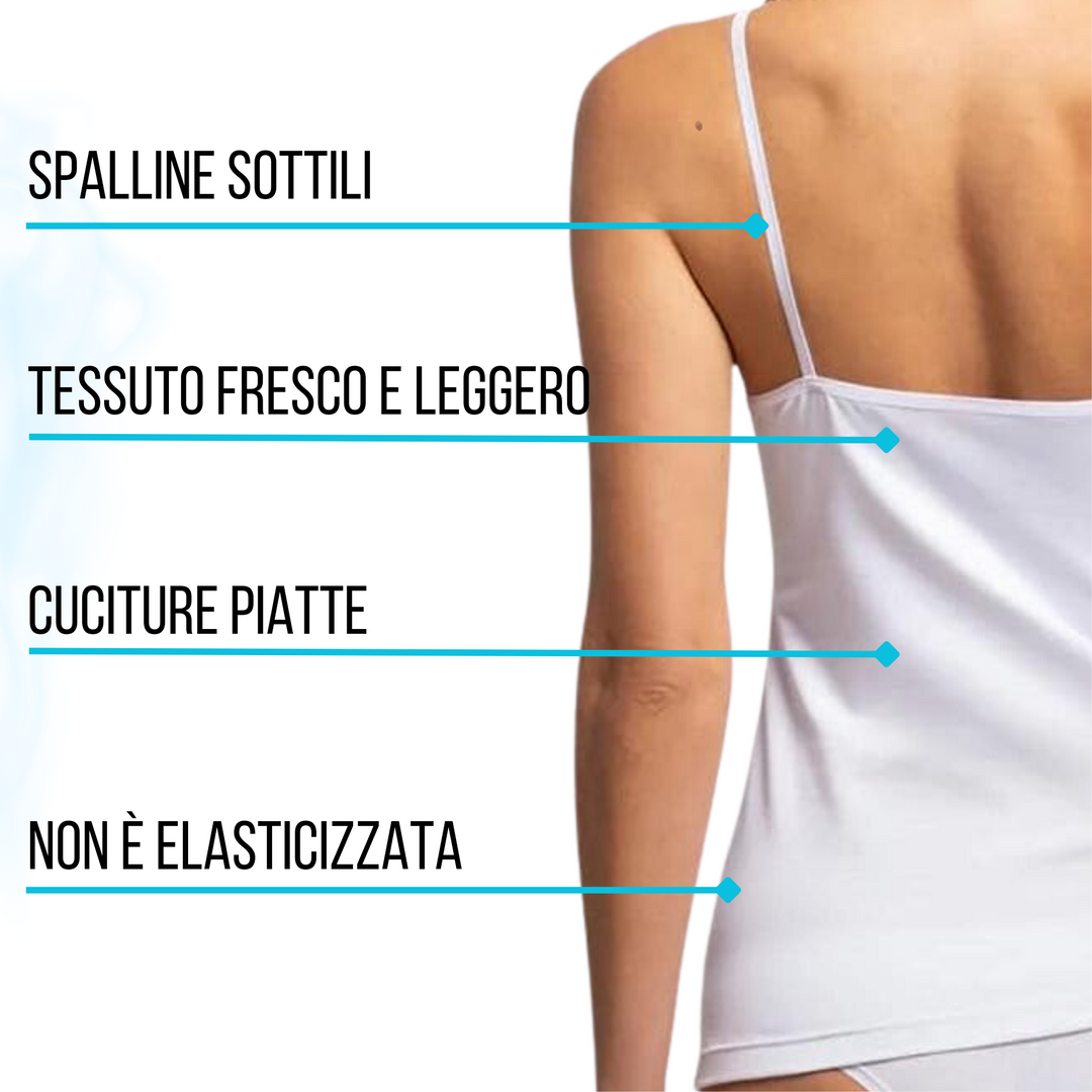 Set 2 Canottiera Intima Donna Spalla Stretta in 100% Cotone Mercerizzato Canottiere Intime estive Canotte Top Intimo