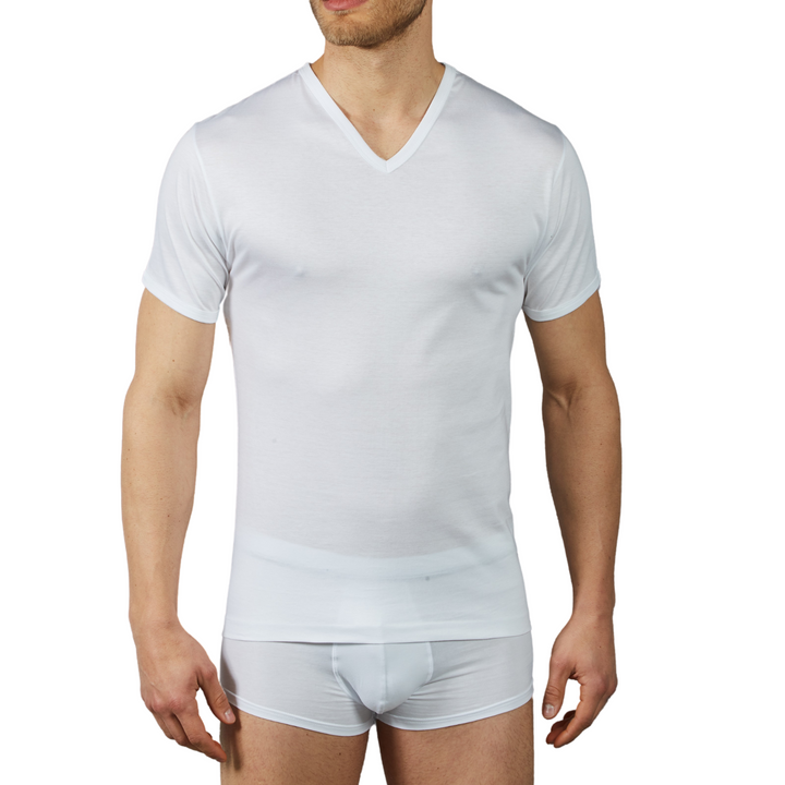 Set 2 Magliette Intime Uomo Cotone Scollo a v Made in Italy t Shirt  Maglia Intima Scollo a v Manica Corta