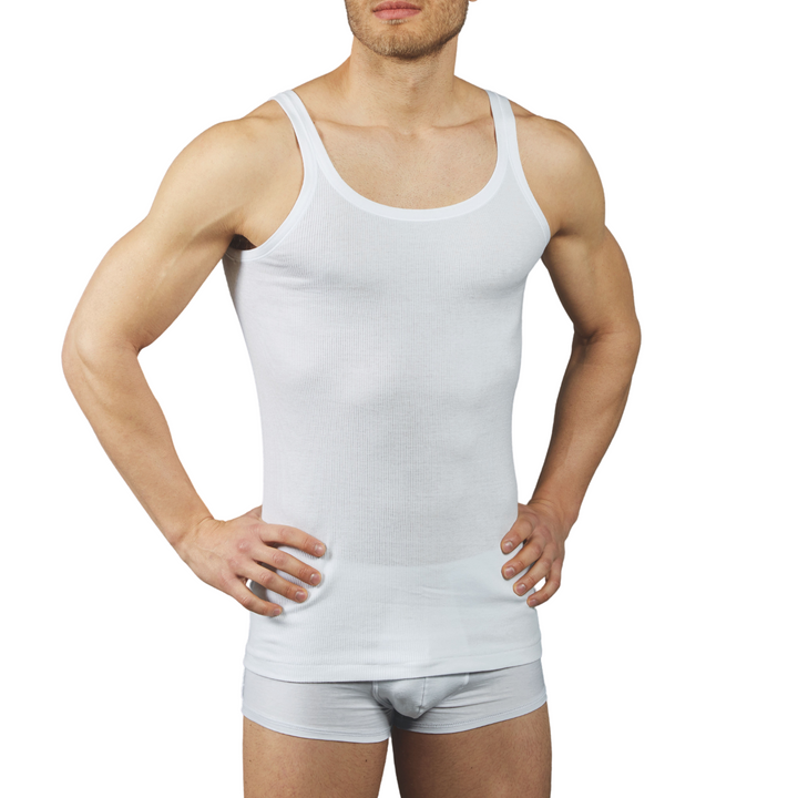 Set 3 Canottiere Uomo Intimo Costine; Made in Italy 100% Cotone Mercerizzato; Canotta Spalla Stretta Intima Bianca Nera Smanicata; Canotte estive Smanicato Uomo