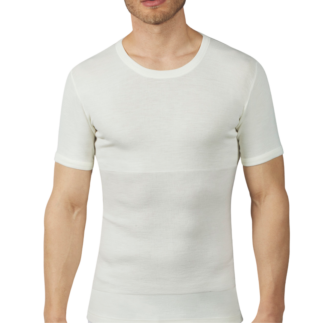 Maglia Contenitiva Dimagrante da Uomo in Lana Snellente con  Panciera Manica Corta