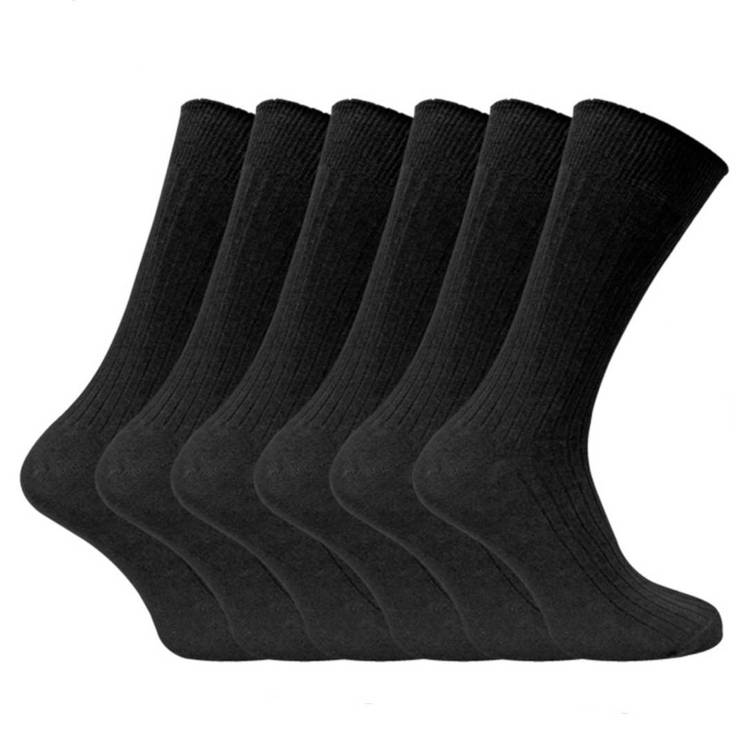 Set 6 Paia Calze da Uomo Sanitarie Corte Calzini in Misto Lana Senza Elastico