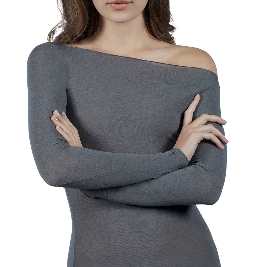 Maglia da Donna in Cashmere Elegante Manica Lunga in CASHMERE Intima Invernale Collo a Barchetta