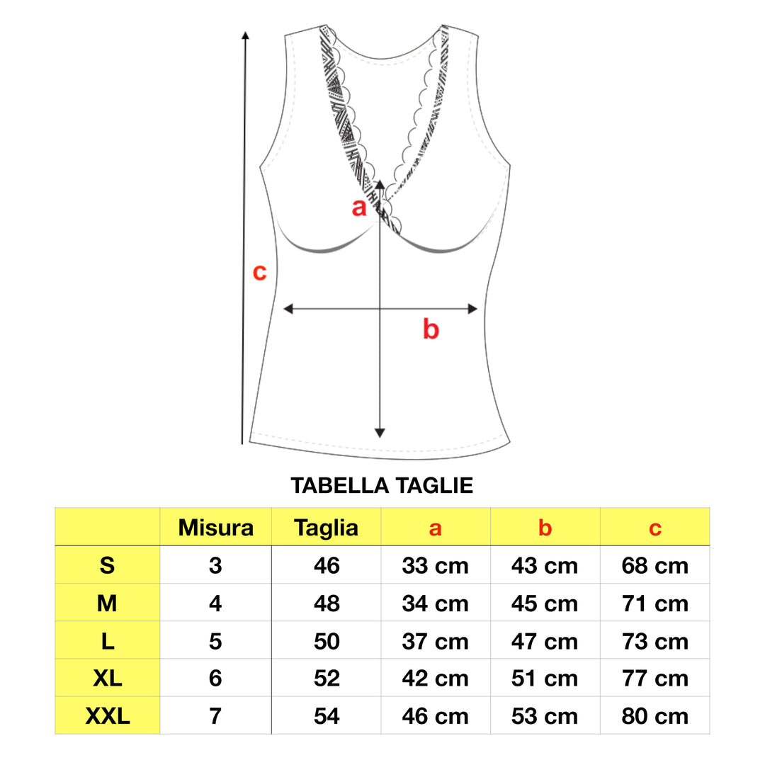 Set 2 Canottiera Intima Donna Cotone Mercerizzato 100% Con Forma Seno Made in Italy in Pizzo Canotta Spalla Larga