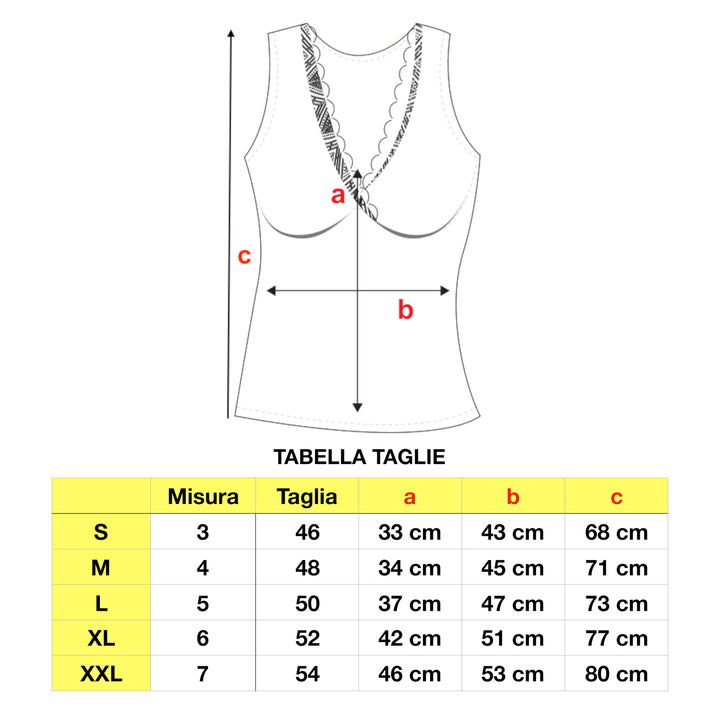 Set 2 Canottiera Intima Donna Cotone Mercerizzato 100% Con Forma Seno Made in Italy in Pizzo Canotta Spalla Larga