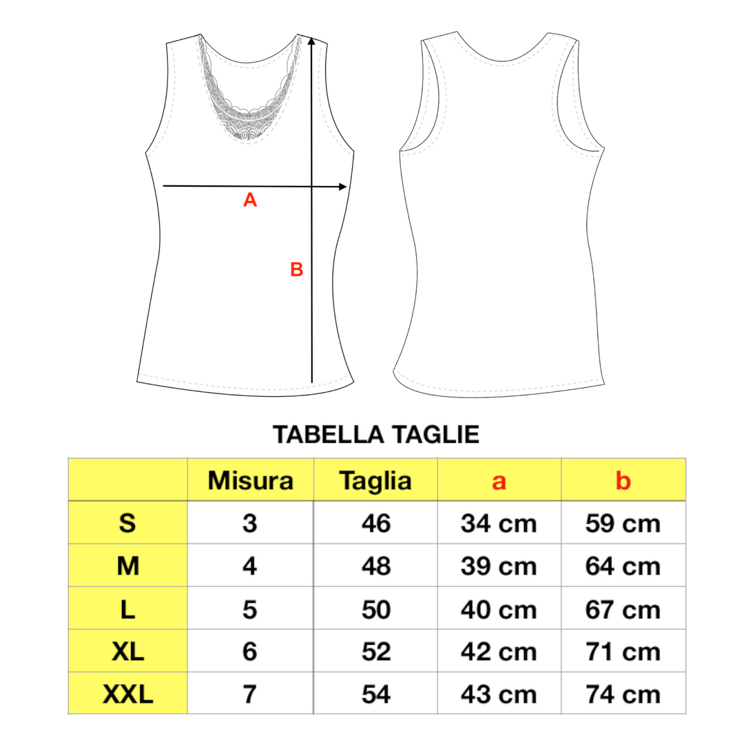 Set 2 Canottiere Caldo Cotone Donna Intima Made in Italy Puro Cotone Felpato Canottiera Spalla Larga con Pizzo Intimo Termico Donna Canotta Spalle Larghe Canotte Intime