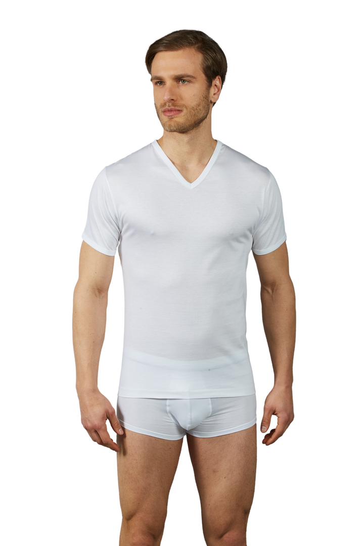 Set 2 Magliette Intime Uomo Cotone Scollo a v Made in Italy t Shirt  Maglia Intima Scollo a v Manica Corta