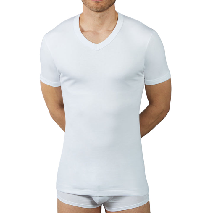 Set 2 Maglia Intima Uomo Caldo Cotone Felpato Scollo a V Made in Italy Tshirt Intimo Termico
