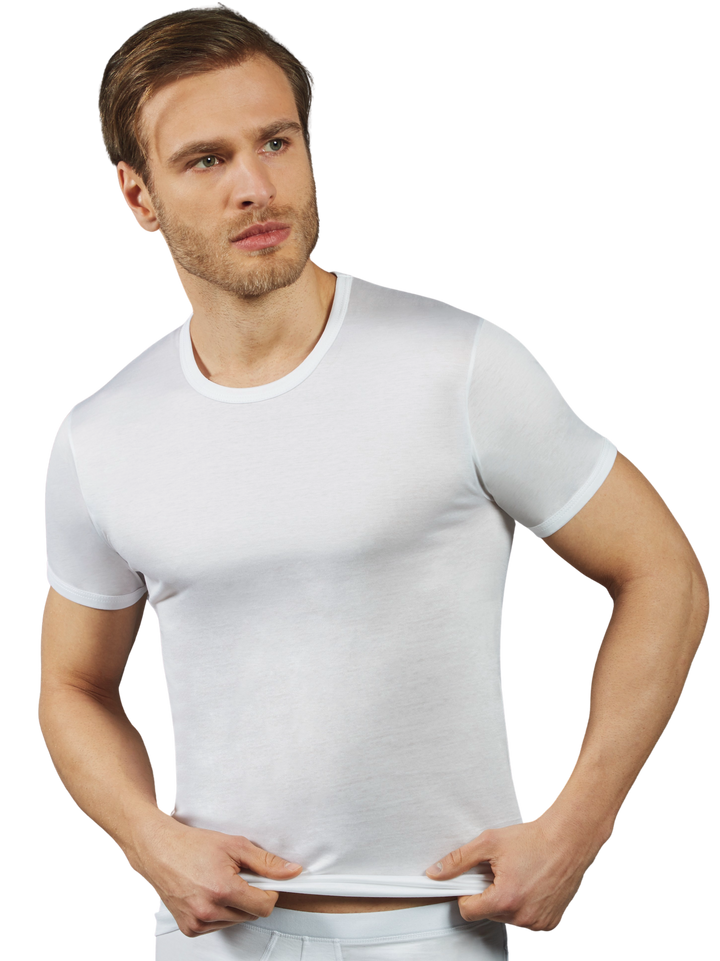 Maglia Intima Uomo Cotone Girocollo Maglietta Filo di Scozia Uomo Made in Italy T Shirt Intimo Uomo Maglia Intima Manica Corta