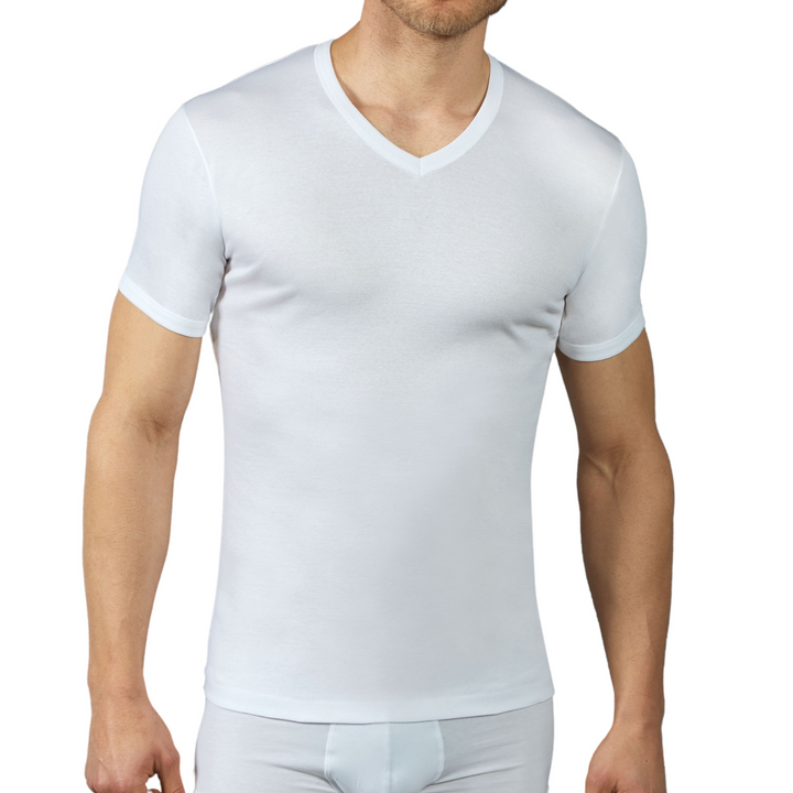 Maglia Intima Uomo Cotone Scollo a V Maglietta Filo di Scozia Uomo Made in Italy T Shirt Intimo Uomo Maglia Intima Manica Corta