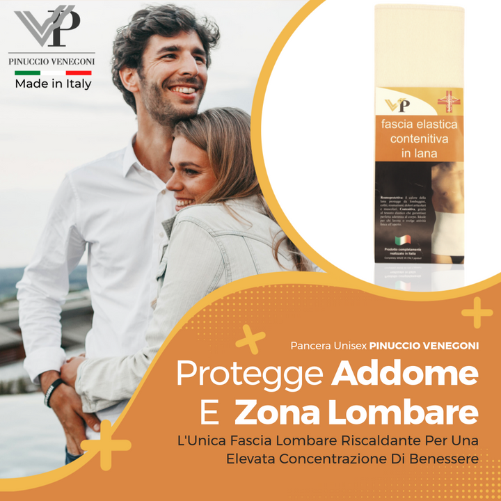 Fascia Lombare in LANA per Mal di Schiena MADE IN ITALY Pancera Termica Calda e Riscaldante Contenitiva Uomo Donna Unisex