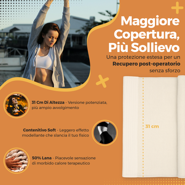 Fascia Lombare in LANA per Mal di Schiena MADE IN ITALY Pancera Termica Calda e Riscaldante Contenitiva Uomo Donna Unisex