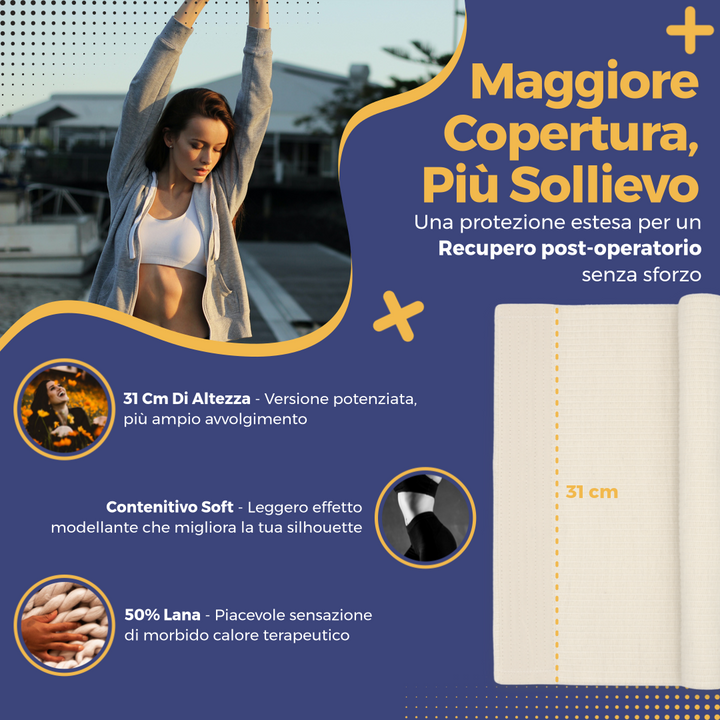 Pancera Contenitiva Uomo Donna Lombare fascia termica Riscaldante; MADE IN ITALY Fascia LANA E COTONE scalda pancia; Fascia Lombare Riscaldante, Pancera Post Operatoria Calda per Mal Di Schiena