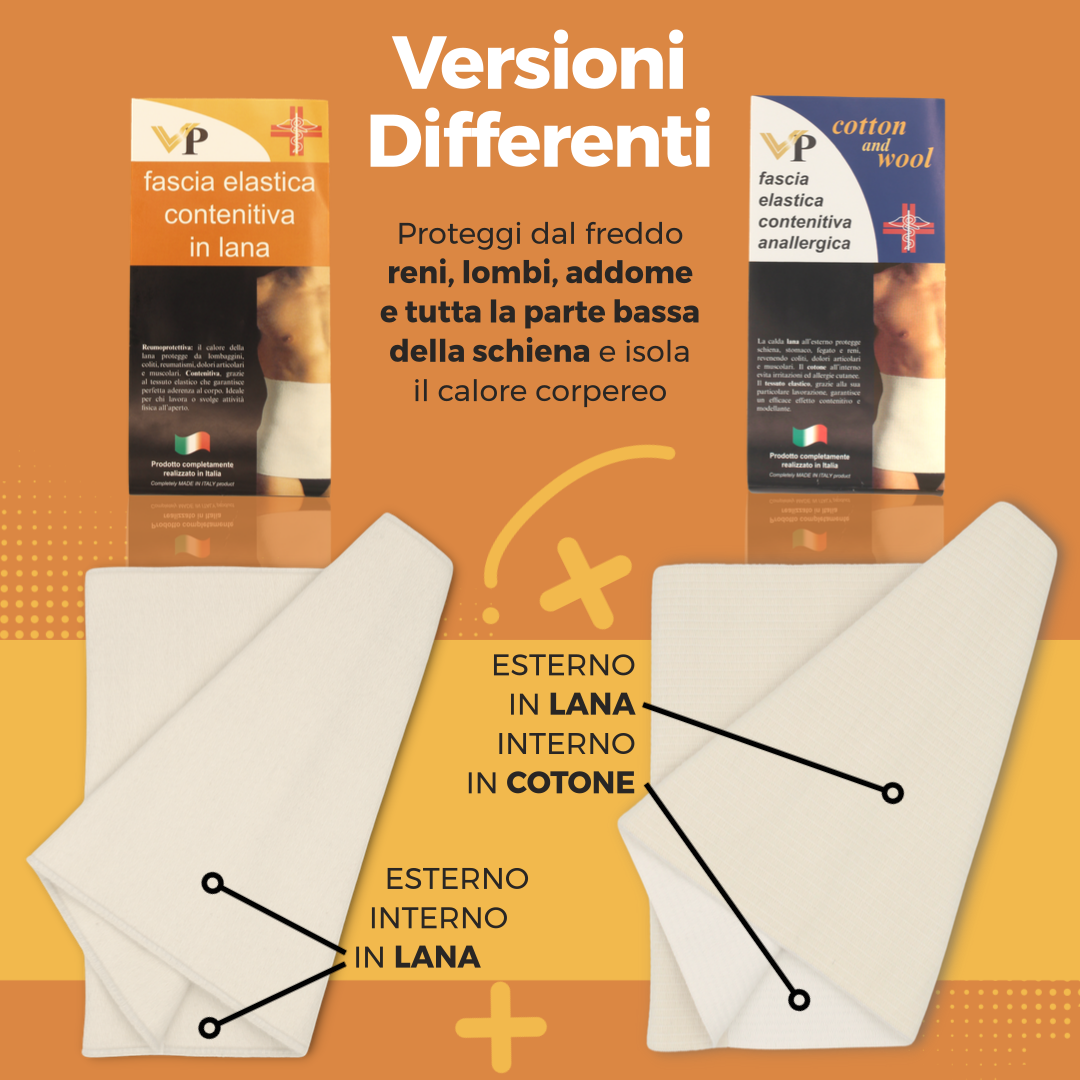 Fascia Lombare in LANA per Mal di Schiena MADE IN ITALY Pancera Termica Calda e Riscaldante Contenitiva Uomo Donna Unisex