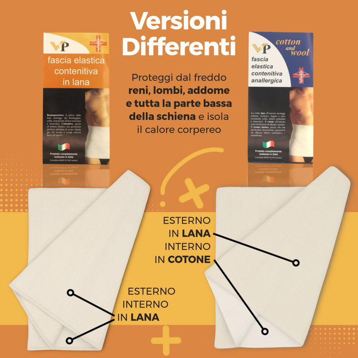 Fascia Lombare in LANA per Mal di Schiena MADE IN ITALY Pancera Termica Calda e Riscaldante Contenitiva Uomo Donna Unisex