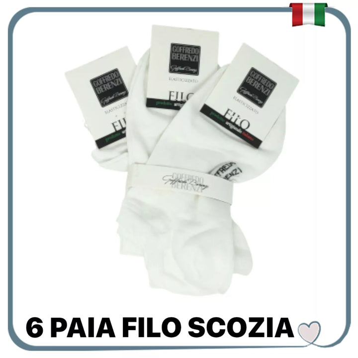 Set 6 Calze Fantasmini Cotone FILO di SCOZIA Calzini Fantasmino Uomo Donna sportivi