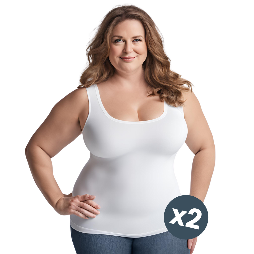 Set 2 Canottiere Donna Cotone Elasticizzato - Taglie Forti Curvy, Spalla Larga, Intimo Donna, Canotta Elegante, Made in Italy