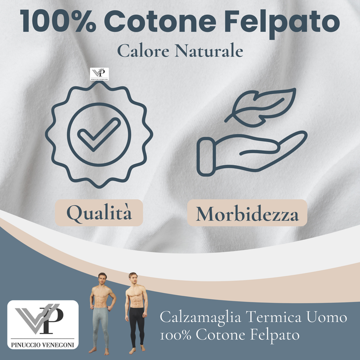 Set 2 Calzamaglia Termica da Uomo Mutande Boxer Gamba Lunga in Caldo Cotone Felpato
