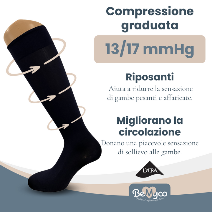 Calze elastiche a Compressione Graduata da Uuomo Donna Lunghe 70 den Gambaletti