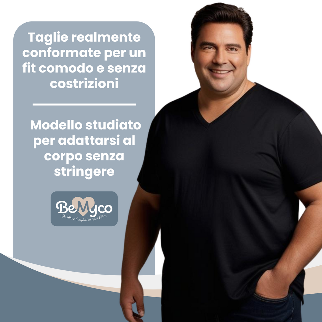 Maglia Intima Uomo Intimo TAGLIE FORTI Cotone Puro 100% Maglietta Scollo a V