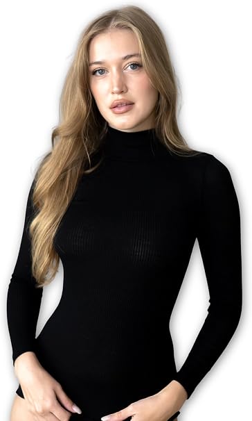 Lupetto Donna Manica Lunga Lana e Seta 85% 15% | Maglia Intima Termica a Costine, Collo Alto Dolcevita, Invernale, Made in Italy
