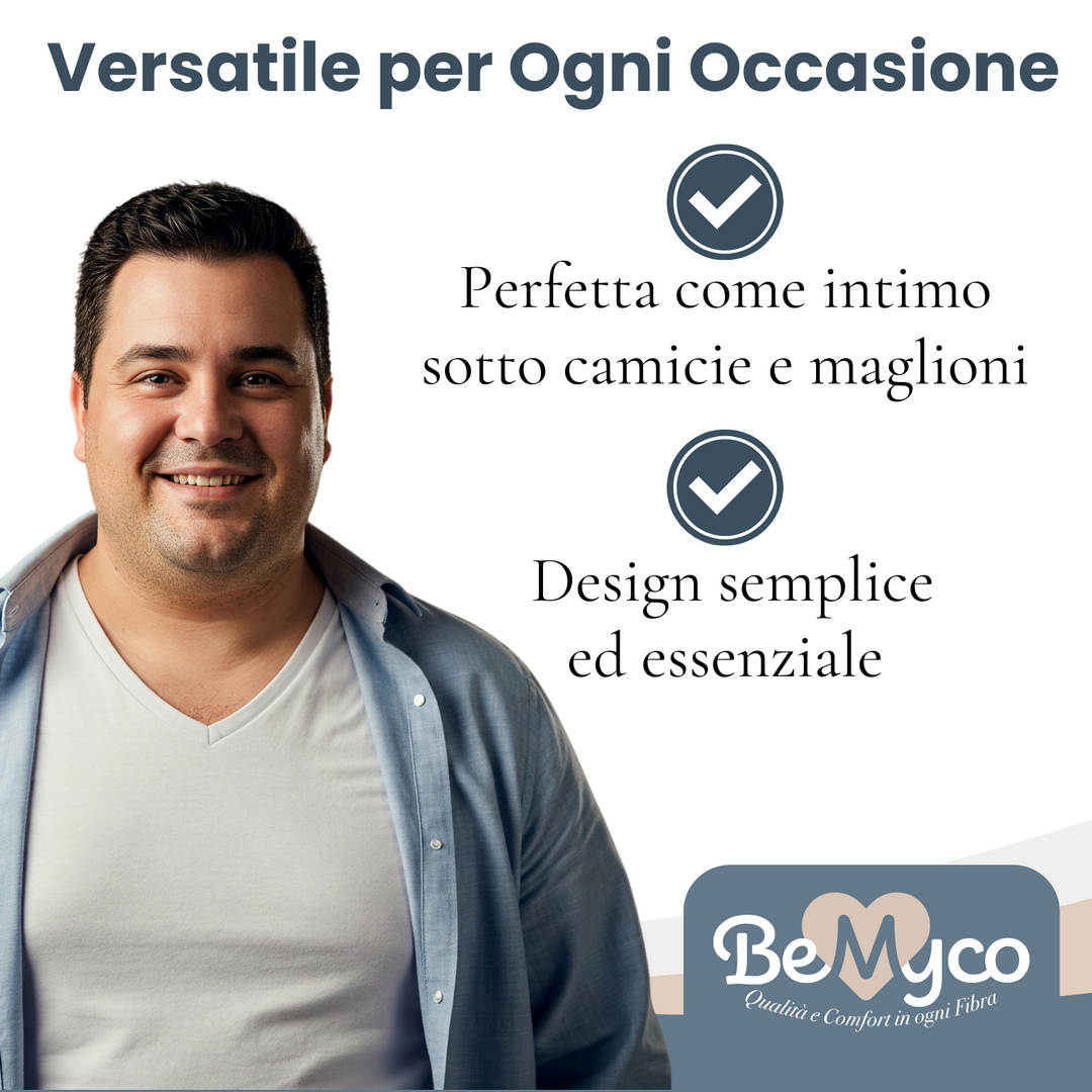 Maglia Intima Uomo Intimo TAGLIE FORTI Cotone Puro 100% Maglietta Scollo a V