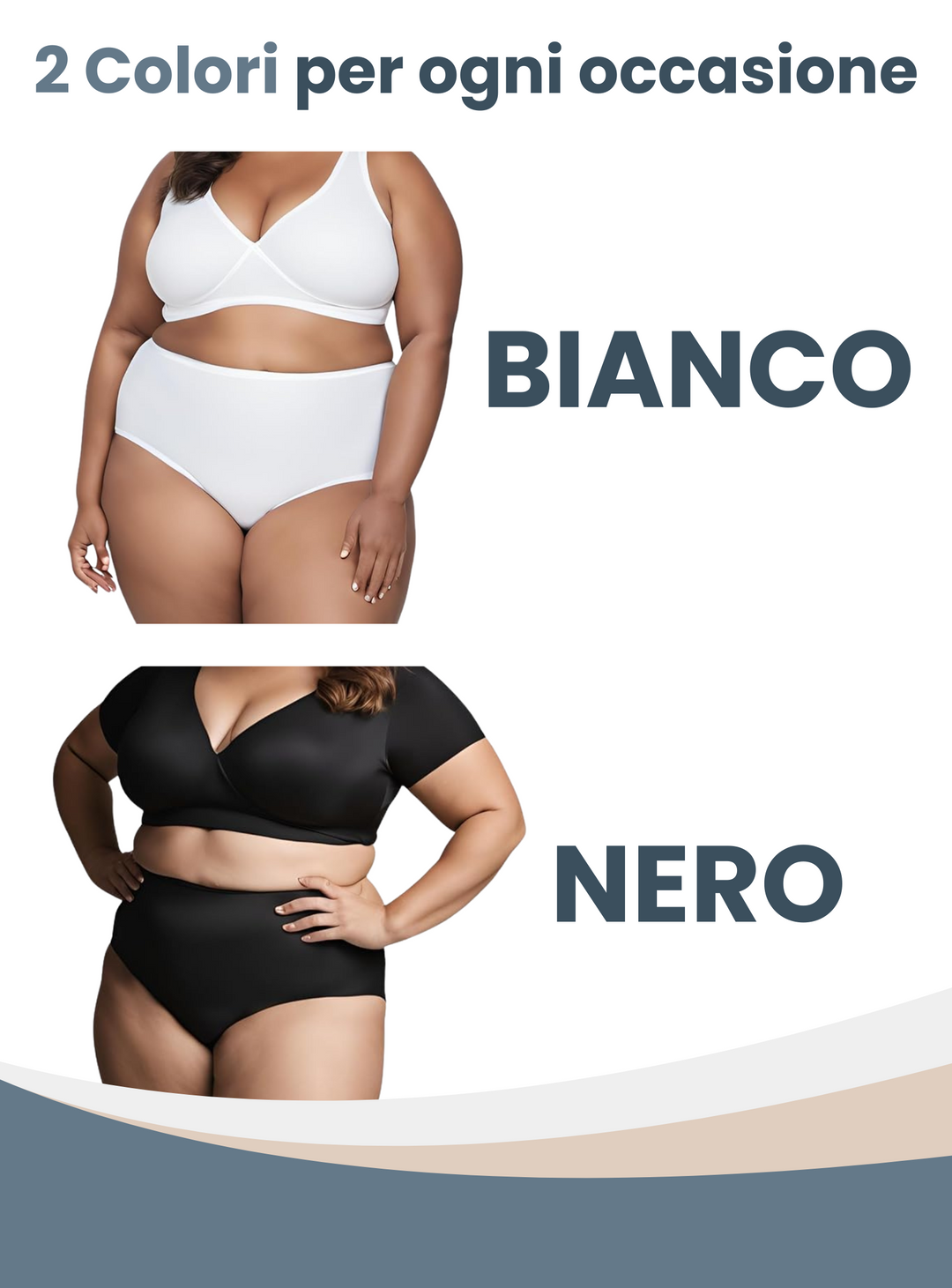 Set 2 Mutande Donna Cotone Elasticizzato – Slip Donna Cotone Vita Media Taglie Forti Made in Italy Culotte Bianche e Nere