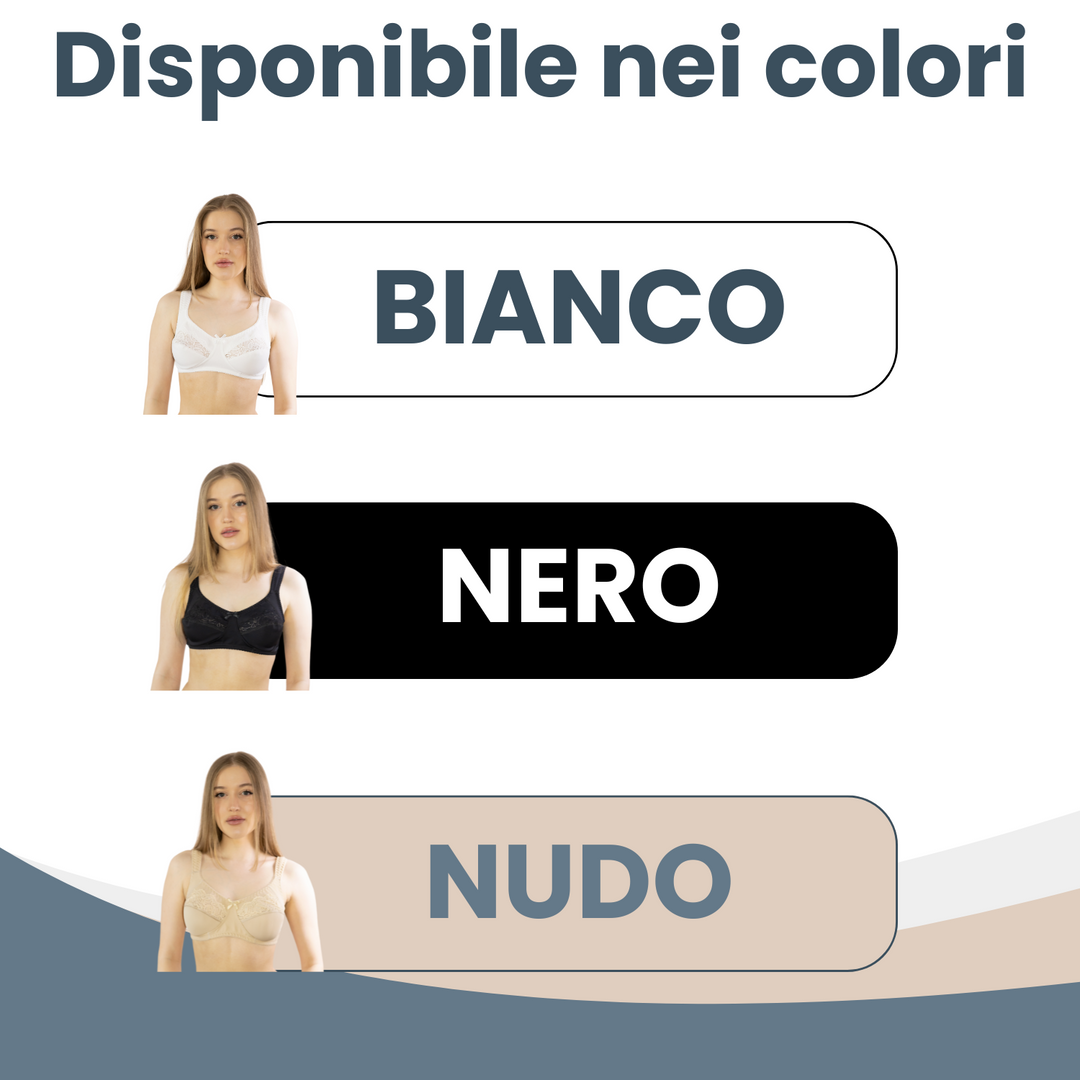 Reggiseno Cotone Senza Ferretto Donna Coppa B Made in Italy Reggiseno Coppa B Preformato Anche Taglie Forti con Pizzo Reggiseni Spalla Larga Intimo Donna