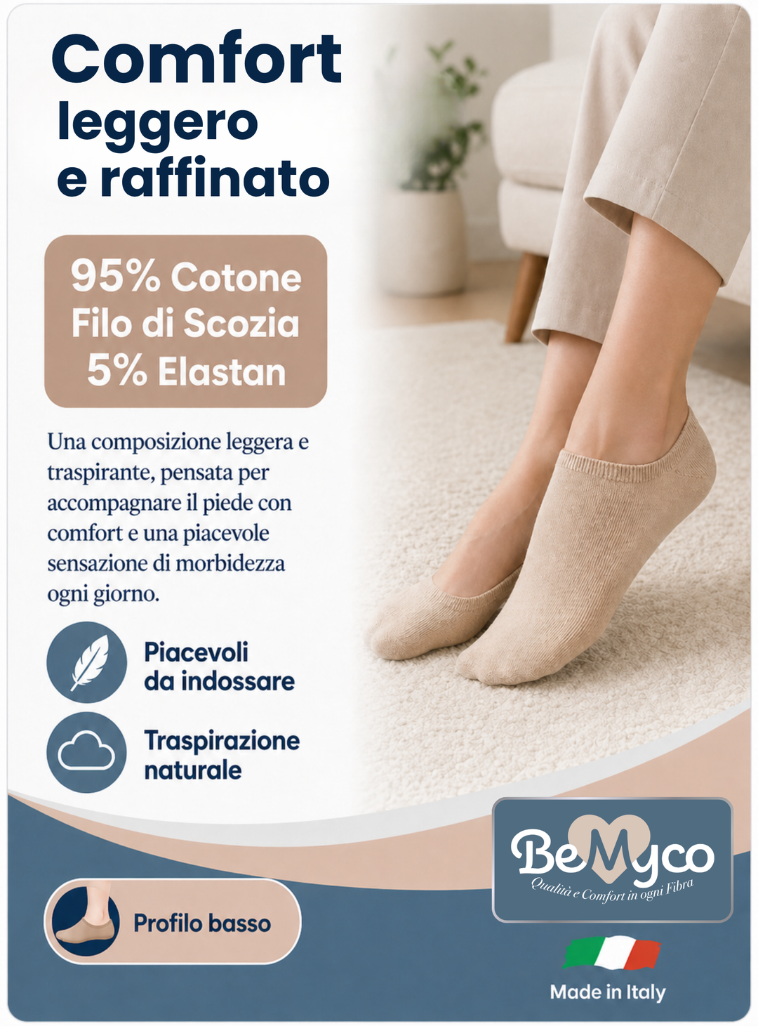 Set 6 Calze Fantasmini Cotone FILO di SCOZIA Calzini Fantasmino Uomo Donna sportivi