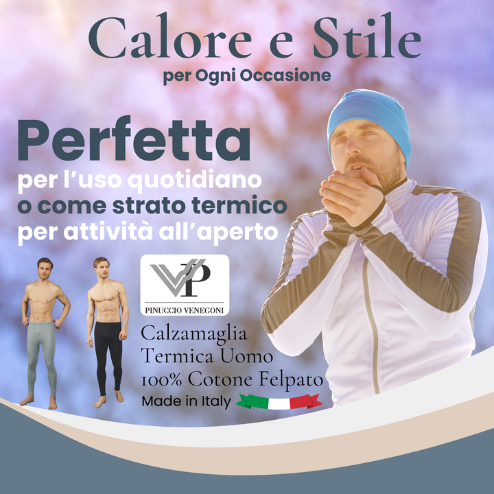 Set 2 Calzamaglia Termica da Uomo Mutande Boxer Gamba Lunga in Caldo Cotone Felpato