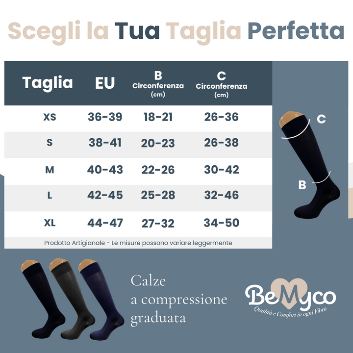 Calze elastiche a Compressione Graduata da Uuomo Donna Lunghe 70 den Gambaletti