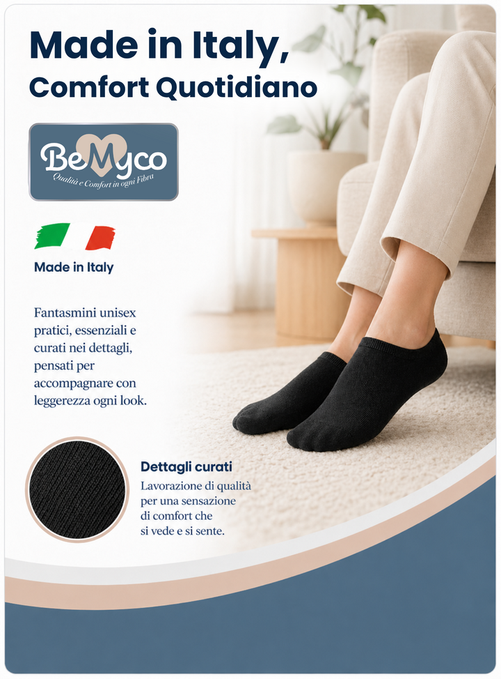 Set 6 Calze Fantasmini Cotone FILO di SCOZIA Calzini Fantasmino Uomo Donna sportivi