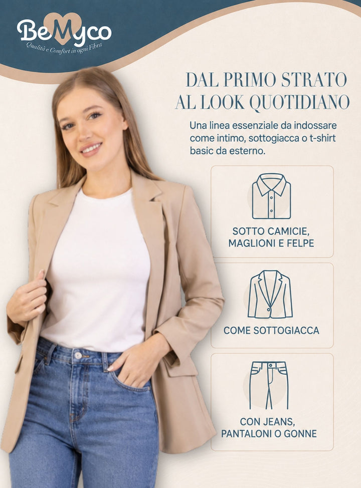 Set 2 Magliette Donna Manica Corta in Cotone Modal Elasticizzato