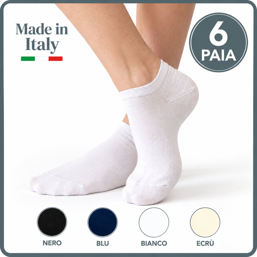 Set 6 Calze Fantasmini Cotone FILO di SCOZIA Calzini Fantasmino Uomo Donna sportivi