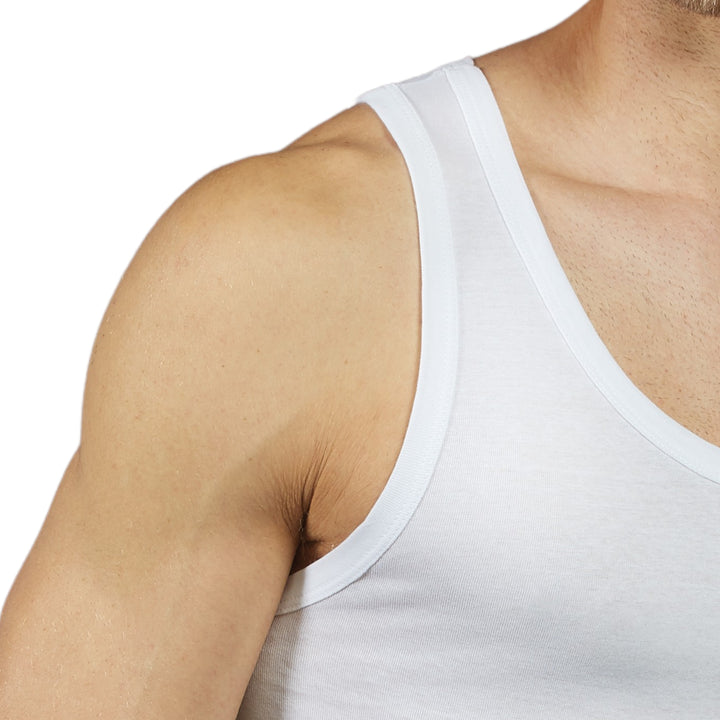 Set 2 Canottiere Uomo Intimo Taglie Forti; 100% Cotone Mercerizzato, Made in Italy Canotta Bianca Uomo Spalla Larga Intimo Taglie conformate Taglie Grandi Canottiera