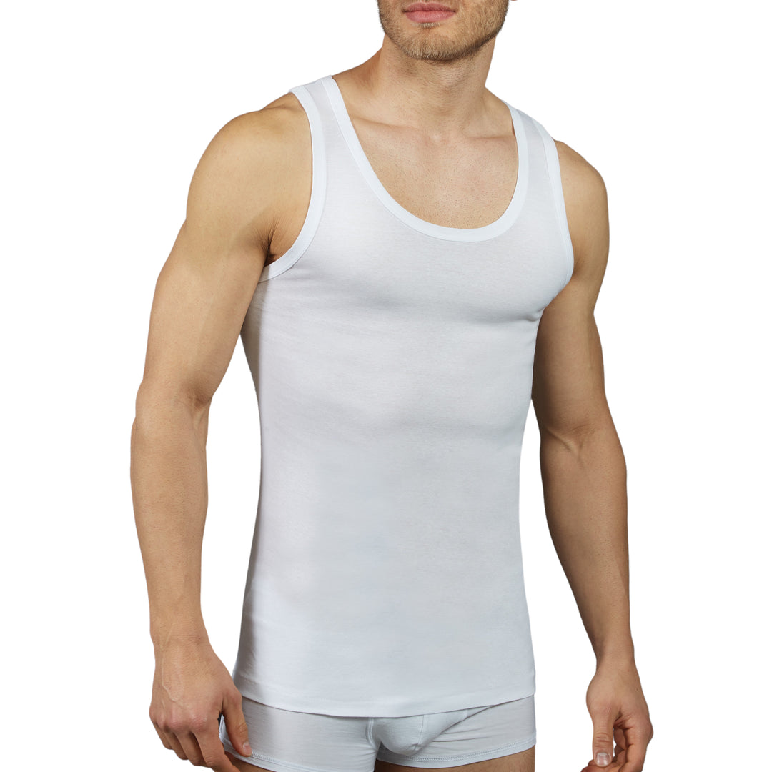 Set 2 Canottiere Uomo Intimo Taglie Forti; 100% Cotone Mercerizzato, Made in Italy Canotta Bianca Uomo Spalla Larga Intimo Taglie conformate Taglie Grandi Canottiera