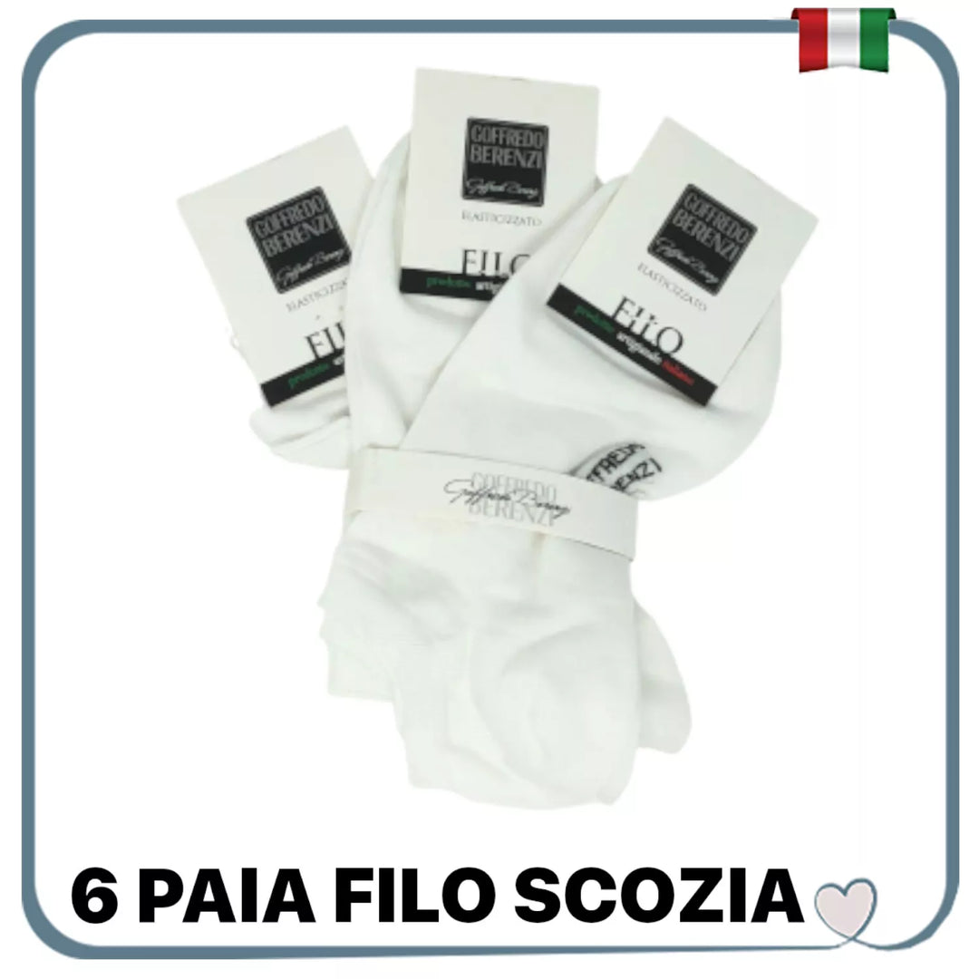 Set 6 Calze Fantasmini Cotone FILO di SCOZIA Calzini Fantasmino Uomo Donna sportivi